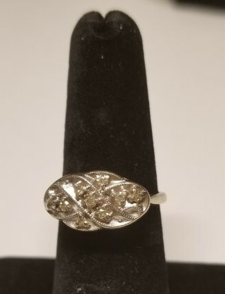 Vintage 14k White Gold And Diamond Size 7 Ring