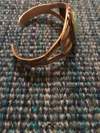 Vintage FRED HARVEY ERA OLD PAWN NAVAJO STERLING TURQUOISE REPOSE CUFF BRACELET 2