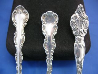 Antique Sterling Silver Powdered Sugar Sifter Spoon & 925 Teaspoon Group 6