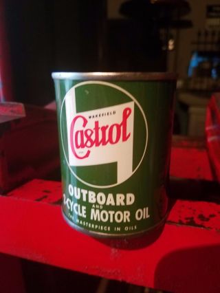 Vintage Castrol Wakefield Outboard Motor Oil 1/2 Pint Metal Can 2 Stroke