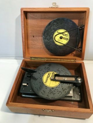 Vintage Thorens Switzerland Music Box With 4 Christmas Disks