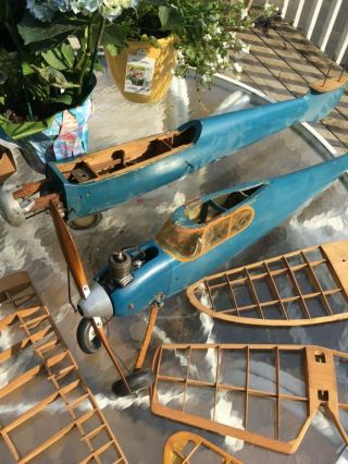 2 Vintage Balsa Wood Airplanes Ohlsson & Rice 23 Folding Wood Propeller