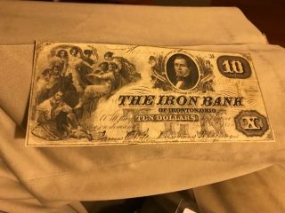 Ironton Ohio $10.  The Iron Bank,  1854 currency,  Rare 2