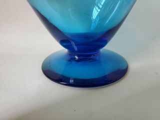 VTG Gundersen Pairpoint Swan Vase Marina Blue Clear Handles blown art glass mcm 2