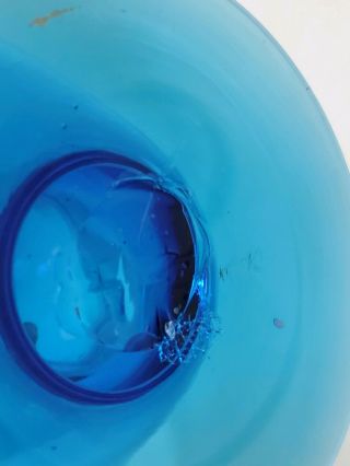 VTG Gundersen Pairpoint Swan Vase Marina Blue Clear Handles blown art glass mcm 5