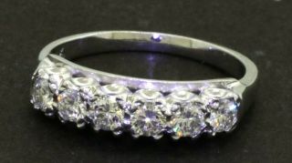 Vintage 14k White Gold 0.  50ct Vs1 - G Diamond Wedding Band Ring Size 5.  25