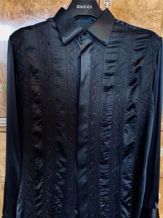 Stefano Ricci 100 Silk Dress Shirt In Black Very Rare & Exclusive