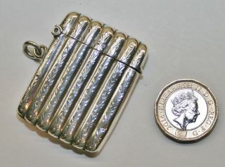 Solid Silver Vesta Case In The Form Of A Cigar Holder Hallmarked Birmingham 1914