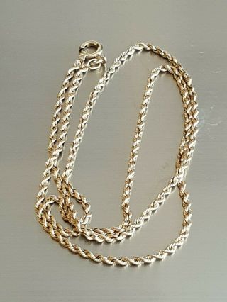 Vintage 9ct Gold Rope Chain Necklace.  Hall Marked See Pictures For