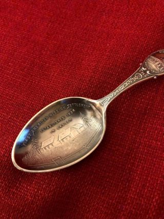 First American Mission Settlement Oregon Trail Map Sterling Souvenir Spoon 35G 5