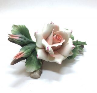 Very Rare Vintage Capodimonte Made In Italy Flower Rose Flower Figurine