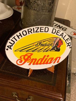 Vintage Indian Motorcycles Porcelain Sign,  Dealership,  Gas,  Oil,  Pump Plate
