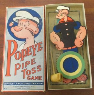 Vtg 1935 King Features Rosebud Art Co.  Popeye Pipe Toss Game No.  17 In Orig Box