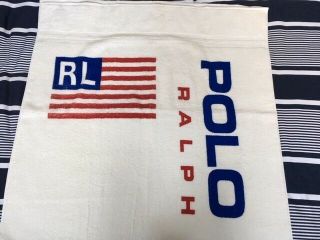 POLO SPORT RALPH LAUREN RL BEACH TOWEL.  NWT.  WITH TAGS,  WHITE.  VINTAGE 90s 2