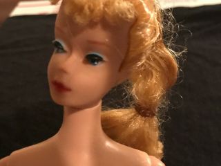 Vintage Barbie Doll No.  5 Ponytail Ultra Rare Green Ear Read