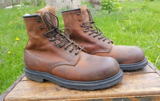 Mens Vtg Red Wing Brown Leather Lace Up Work Ankle Boots Sz 11 Steel Toe