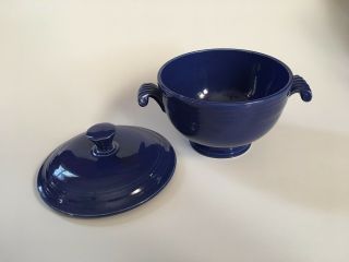 Fiestaware Covered Onion Soup In Cobalt Blue Glaze Rare