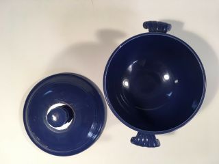 Fiestaware Covered Onion Soup in Cobalt Blue Glaze Rare 3
