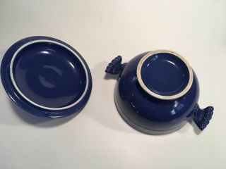 Fiestaware Covered Onion Soup in Cobalt Blue Glaze Rare 4