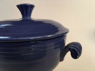 Fiestaware Covered Onion Soup in Cobalt Blue Glaze Rare 7