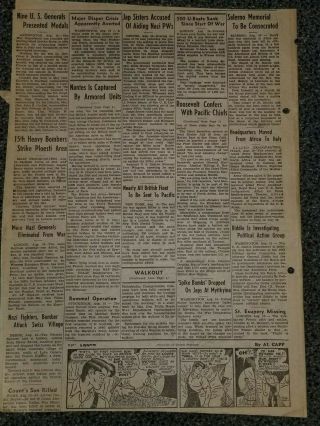 WWII Stars and Stripes Newspaper Dated August 11,  1944 FDR Meets War Chiefs 3