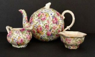 Vintage Royal Winton Grimwades Summertime Elite Teapot & Creamer & Sugar Bowl
