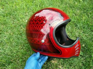 Vintage Bell Snell Moto Star 3 III Motorcycle Helmet XL Extra Large custom red 2