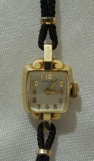 Vintage Hamilton Ladies Wrist Watch in orignal Case 14K Solid Gold 3