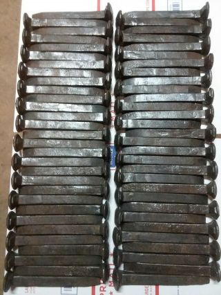 50 Vintage Railroad Spikes 6.  5 " Hc,  Straight,  Wire Brushed & Oiled