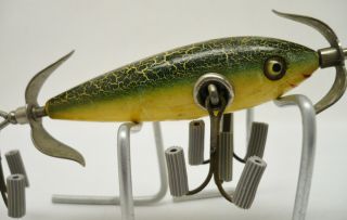 Vintage Fishing Lure,  Heddon 100 Minnow,  Fancy Back Green Crackleback Gcb 2 3/4 "