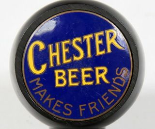 Vintage Chester Brewery Beer Ball Tap Knob Handle Black Blue Enameled Logo P.  A. 2