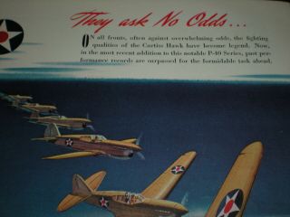 1942 HAWK P - 40 FIGHTER PLANES WWII vintage CURTISS Trade print ad 2