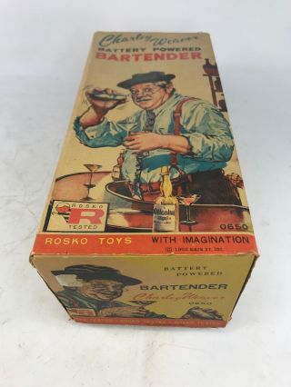 Vintage 1962 Charley Weaver Battery Powered Bartender Toy Figurine by Rosko 7