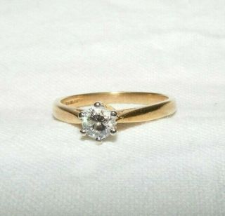 Vintage 18 Carat 18k Gold 0.  40 Points Diamond Ring Hallmark L B Ltd Size M