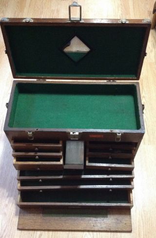 Vintage H.  Gerstner & Sons Model 042 11 Drawer Oak Machinist Tool Box Chest