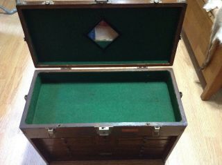 Vintage H.  Gerstner & Sons Model 042 11 Drawer Oak Machinist Tool Box Chest 4