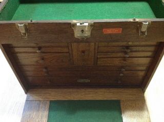 Vintage H.  Gerstner & Sons Model 042 11 Drawer Oak Machinist Tool Box Chest 5