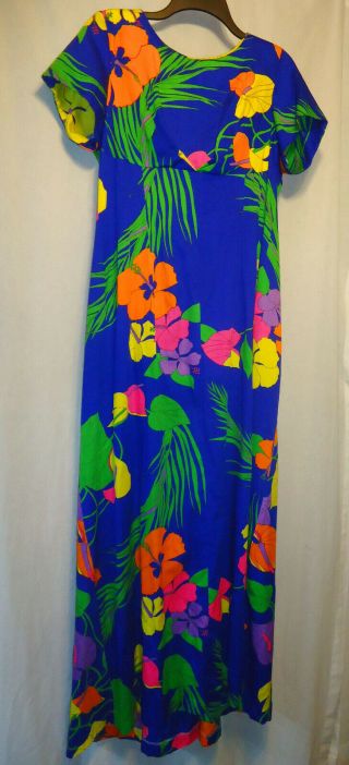 Sun Fashions Of Hawaii Vintage Maxi Dress Size 18 Muumuu Aloha Barkcloth