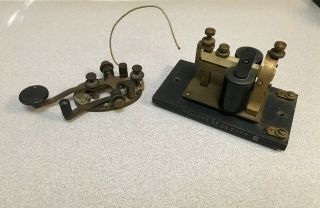 Vintage Brass Western Electric Sounder And Telegraph Key