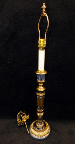 Vintage Frederick Cooper Neoclassical Brass W Black Candlestick Table Lamp