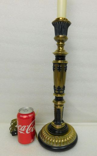 Vintage Frederick Cooper Neoclassical Brass w Black Candlestick Table Lamp 2