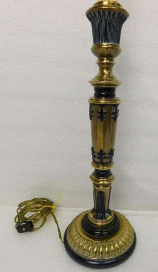Vintage Frederick Cooper Neoclassical Brass w Black Candlestick Table Lamp 3