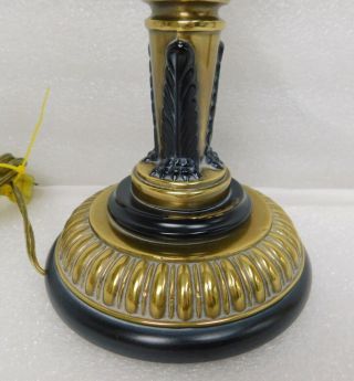 Vintage Frederick Cooper Neoclassical Brass w Black Candlestick Table Lamp 4
