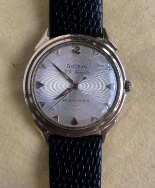 Vintage Bulova 23 Jewel Self Winding Wrist Watch Mens 1950s 10kt Rgp