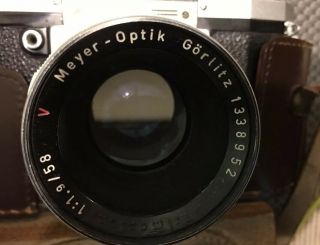 Rare Meyer - Optik Gorlitz Primoplan 1:1.  9/58 Vintage Lens With Hood Or Cover 2