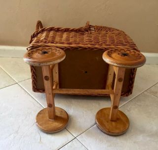 Vintage Wicker/Rattan Baby Doll Carriage Stroller Wooden Wood 5