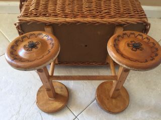 Vintage Wicker/Rattan Baby Doll Carriage Stroller Wooden Wood 6