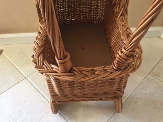Vintage Wicker/Rattan Baby Doll Carriage Stroller Wooden Wood 8