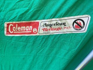 Vintage Coleman Tent American Heritage Canvas 9.  8 x 7.  2 8491B815 Camping 3