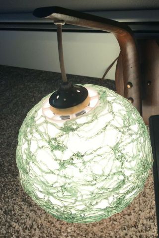 Vintage Mid - Century Green Spun Plastic Wall Light Globe Lamp Shade Spagetti 2
